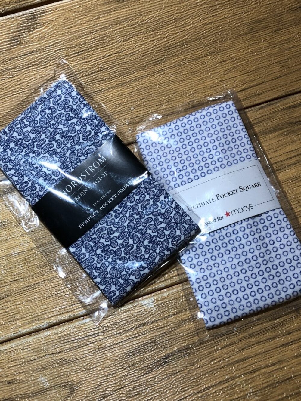 Set of two Ultimate Pocket squares for men, one from Macy's and one from Nordstr